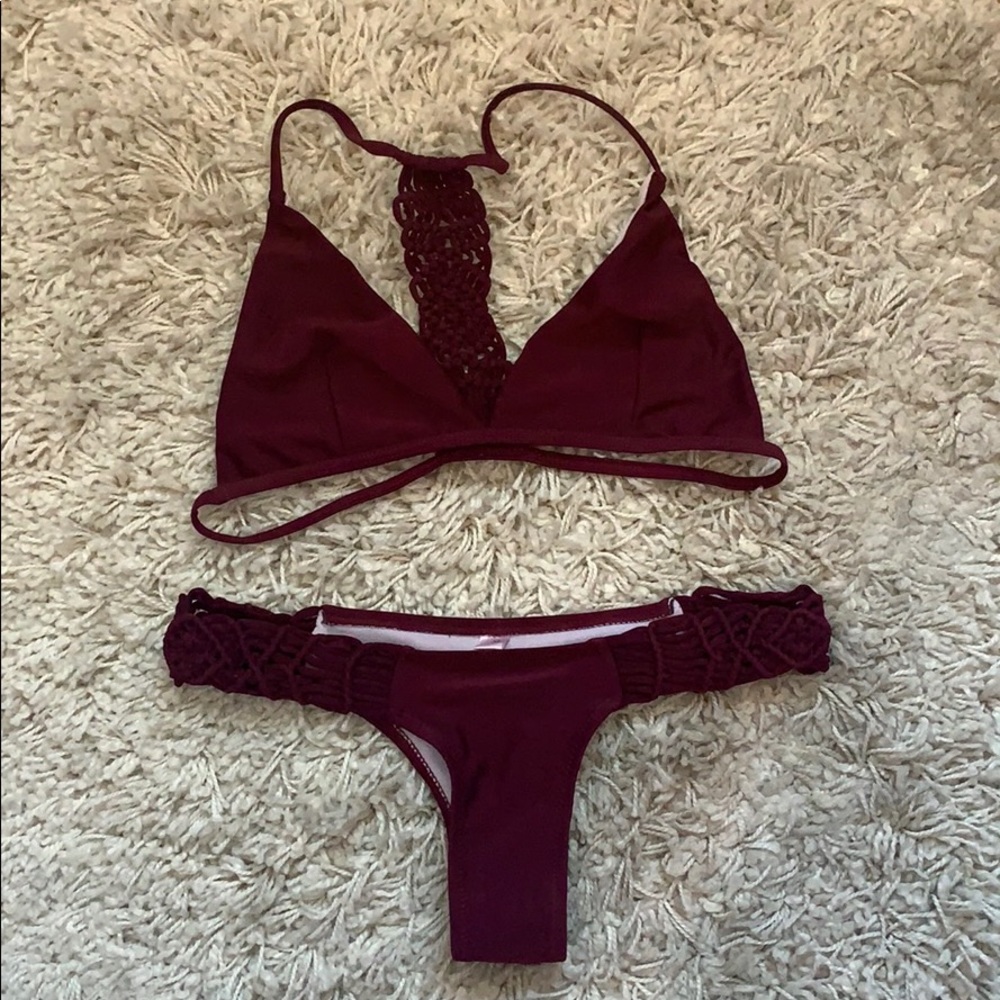 Maroon lightly lined bikini size Medium